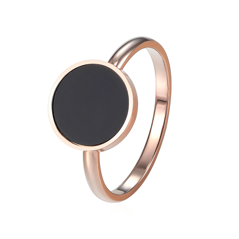 ο  귣  ƼŸ ƿ   3 ̵   ÷ Ƽ Anillos    /New Design Brand Ring For Women Titanium Steel Black Enamel Three Wide Rose